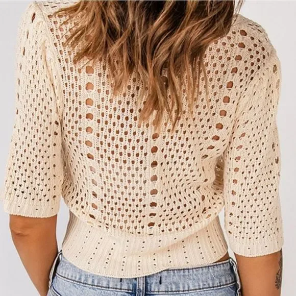 Cropped Crochet Sweater - Picture 3 of 3